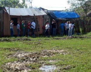 Even with a tarp, the roof was allowing in too much rain